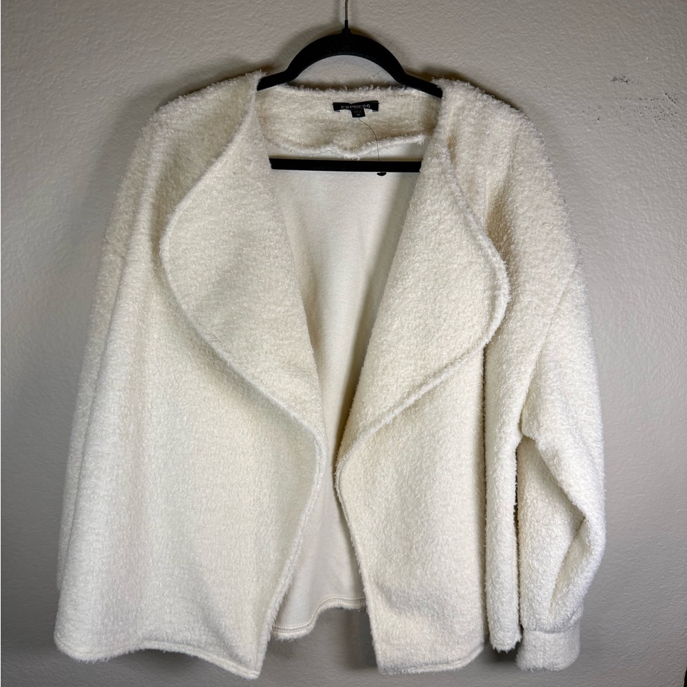 Express Women's Ivory Teddy Jacket Size M
